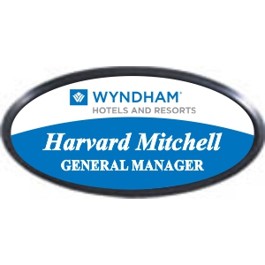 3x1-1/2 Plastic Name Tag with Black Plastic Oval Holder