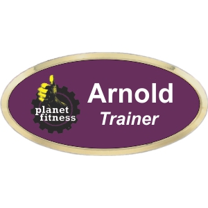 3x1-1/2 Plastic Name Tag with Gold Plastic Oval Holder