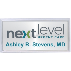 3x1-1/2 Metal Name Tag with Silver Plastic Holder