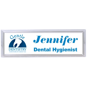 3x1 Metal Name Tag with Silver Plastic Holder