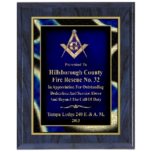 Blue Woodgrain Plaque